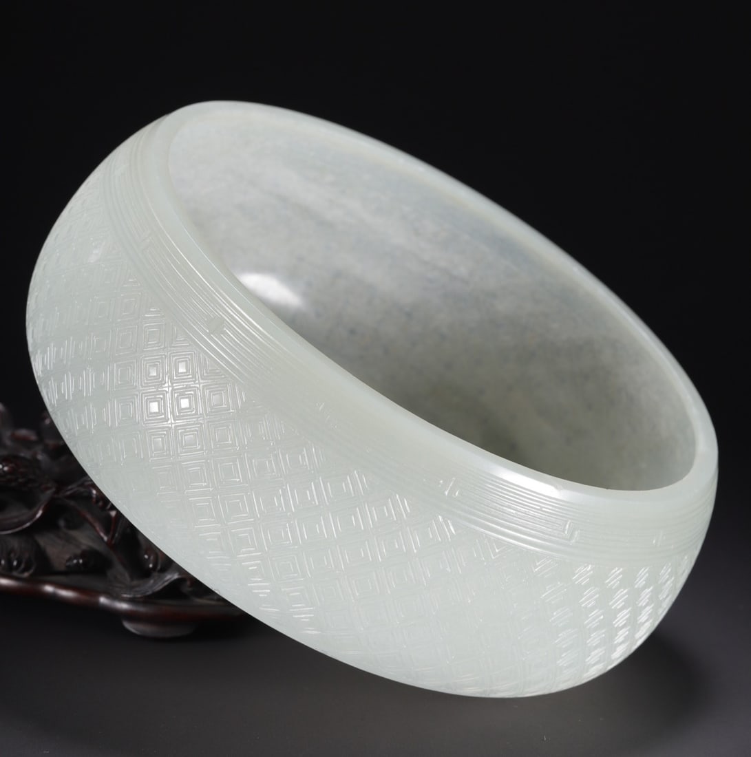 An Exquisite White Jade Brush Washer - 7