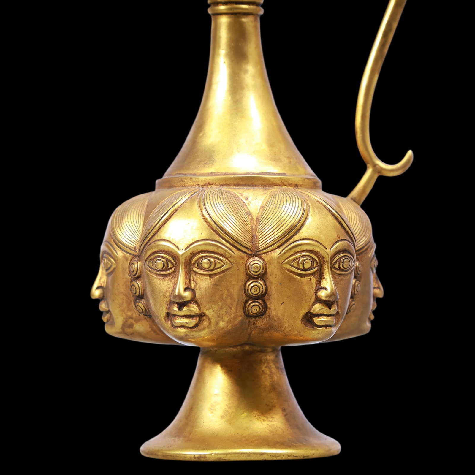 A Exquisite Gilt Bronze Human face pattern Ewer - 3