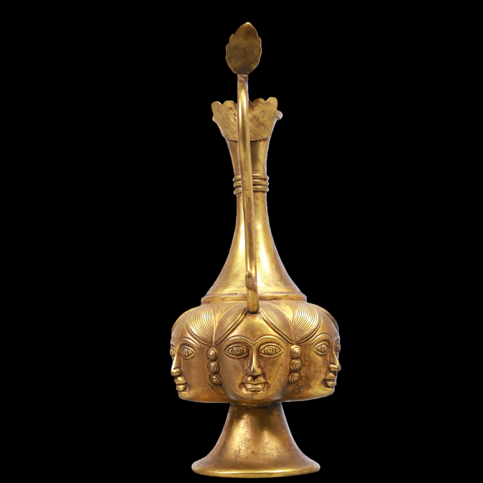 A Exquisite Gilt Bronze Human face pattern Ewer - 5