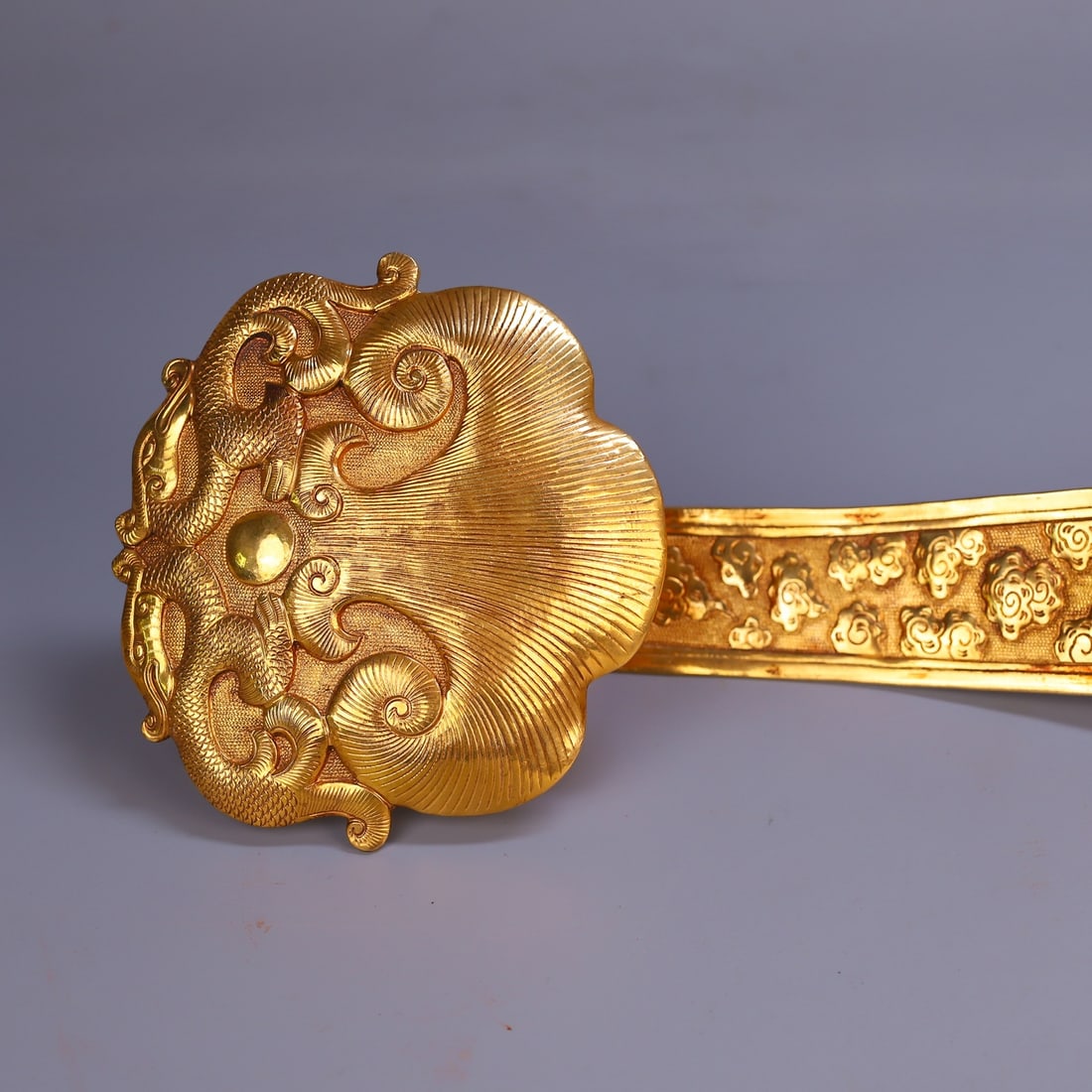 An Exquisite Gilt Bronze Bats Pattern Ruyi - 4