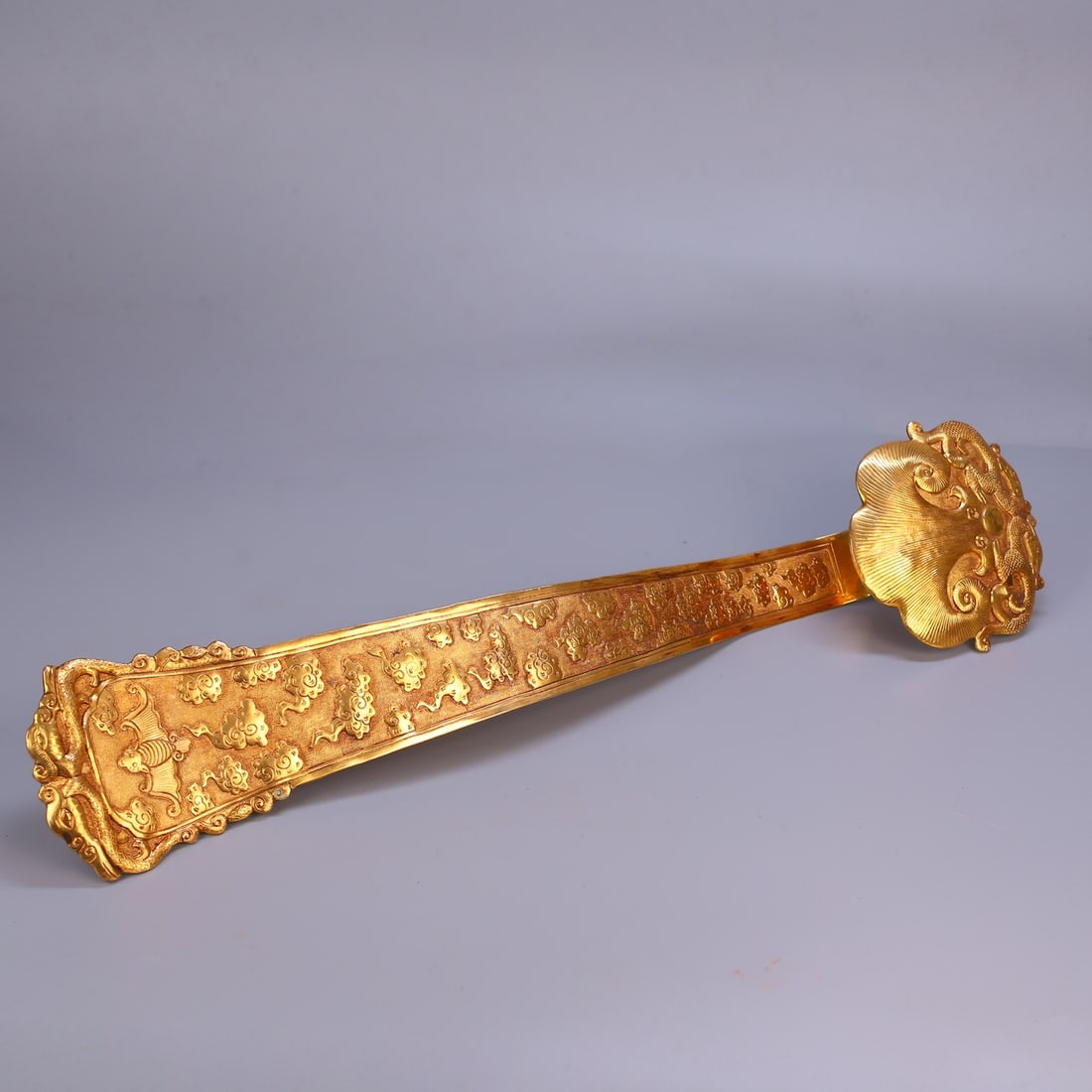An Exquisite Gilt Bronze Bats Pattern Ruyi - 7
