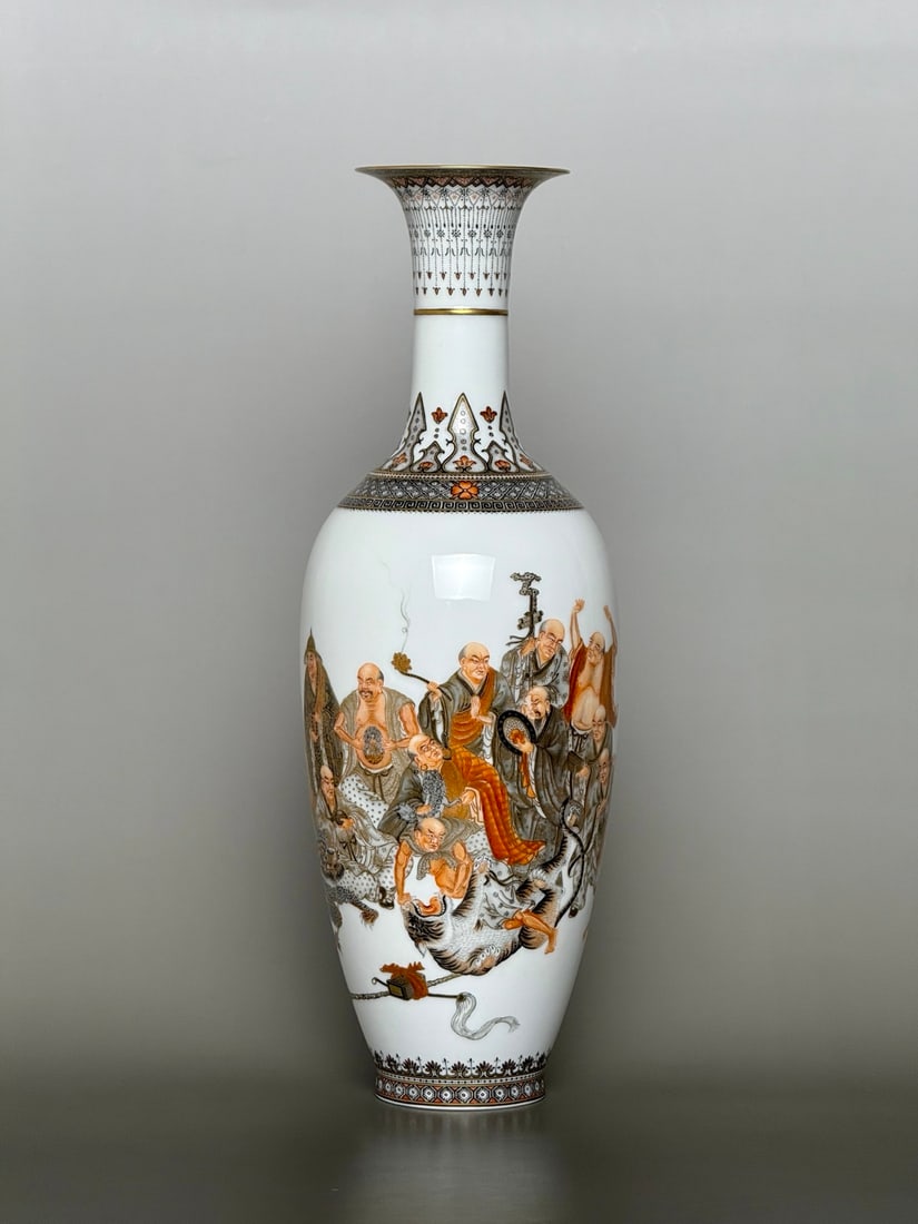 An Exquisite Ink Color Painted Gold Character and Story Pattern Vase (1 of 9)