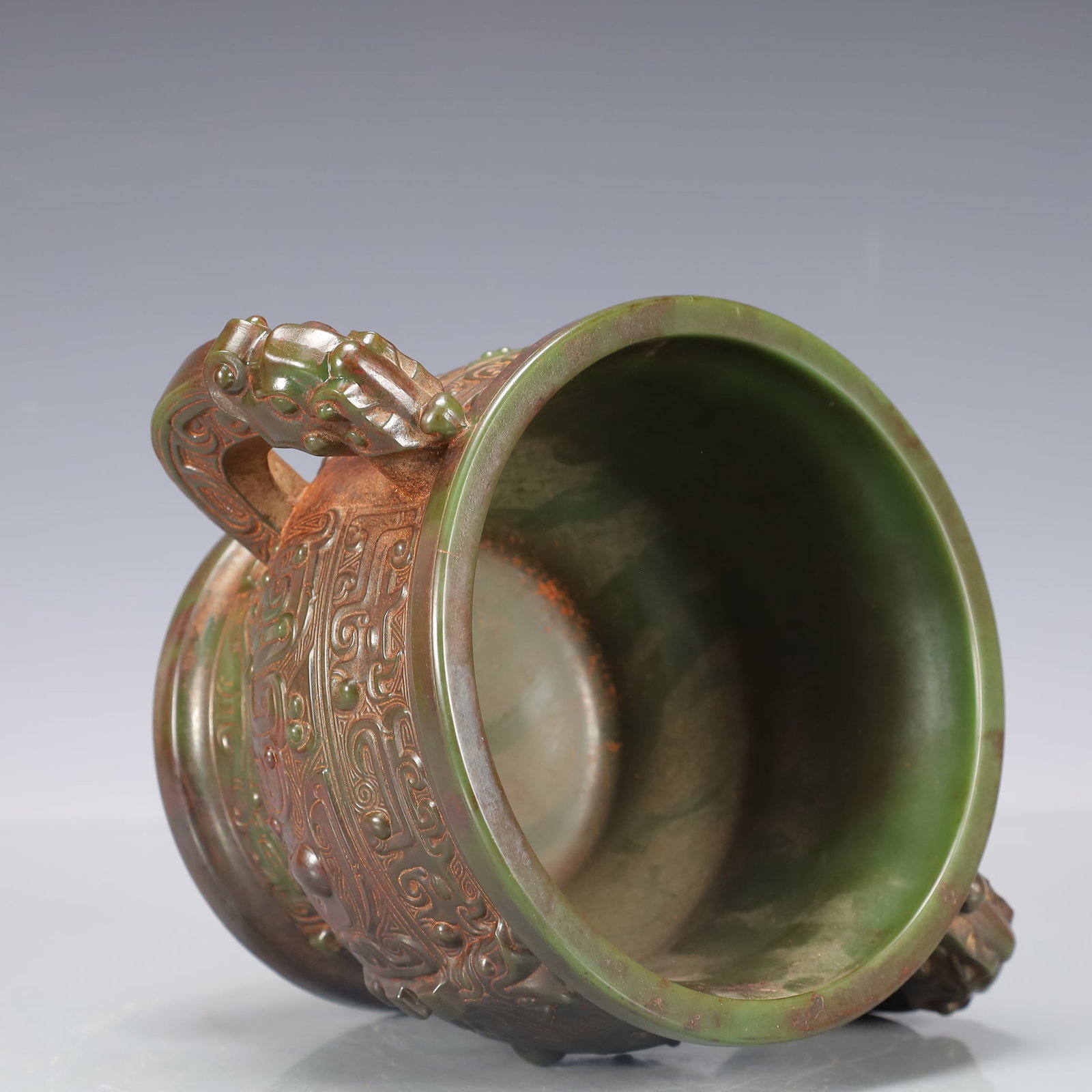 A Exquisite Jasper Beast-Face Pattern Double-Ears Censer - 5