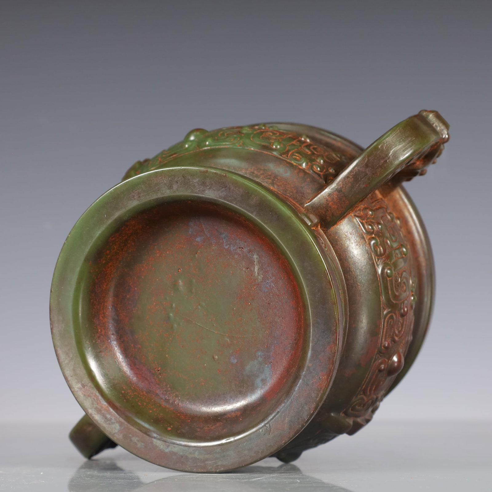 A Exquisite Jasper Beast-Face Pattern Double-Ears Censer - 6