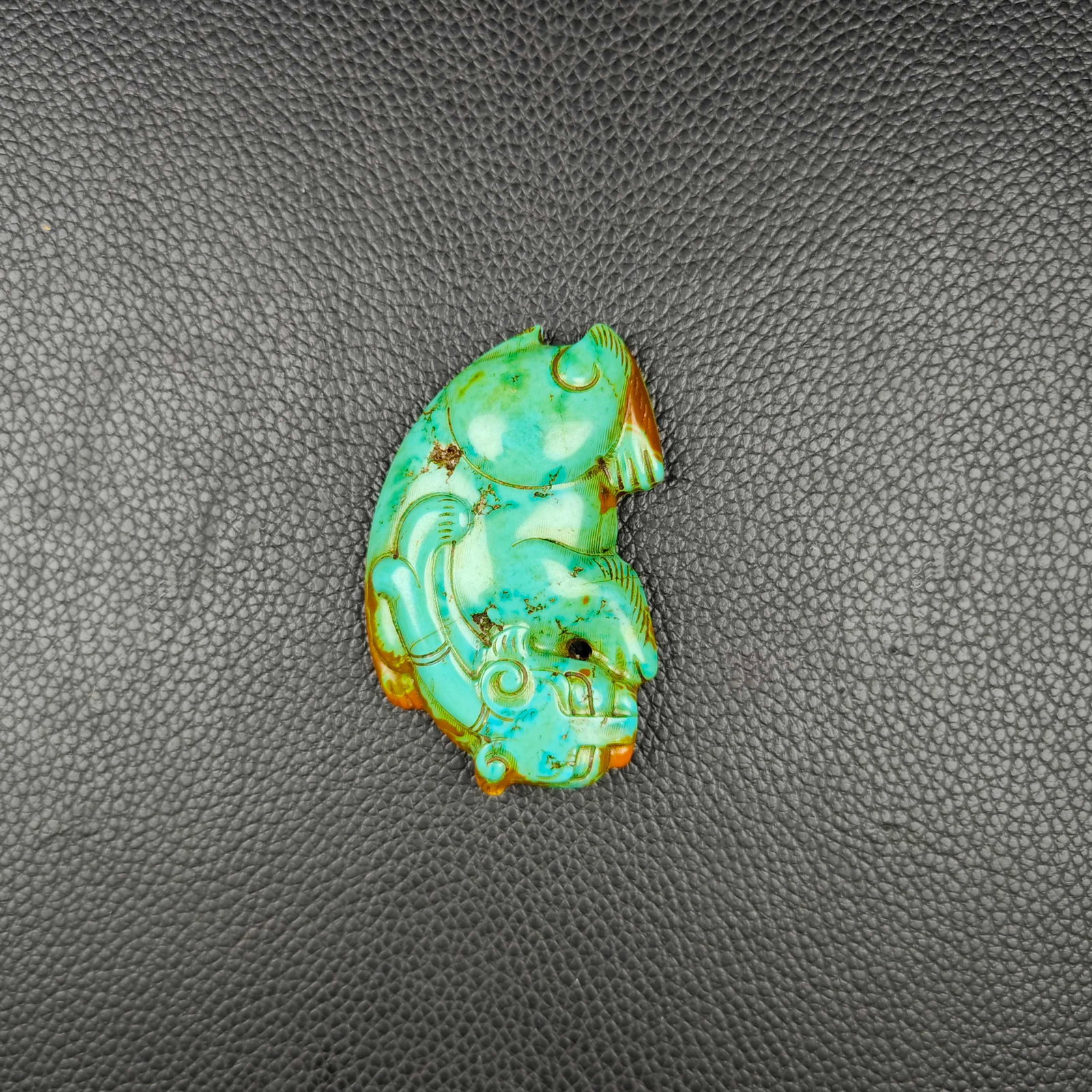 An Exquisite Turquoise Beast-Face Pattern Pendant - 2