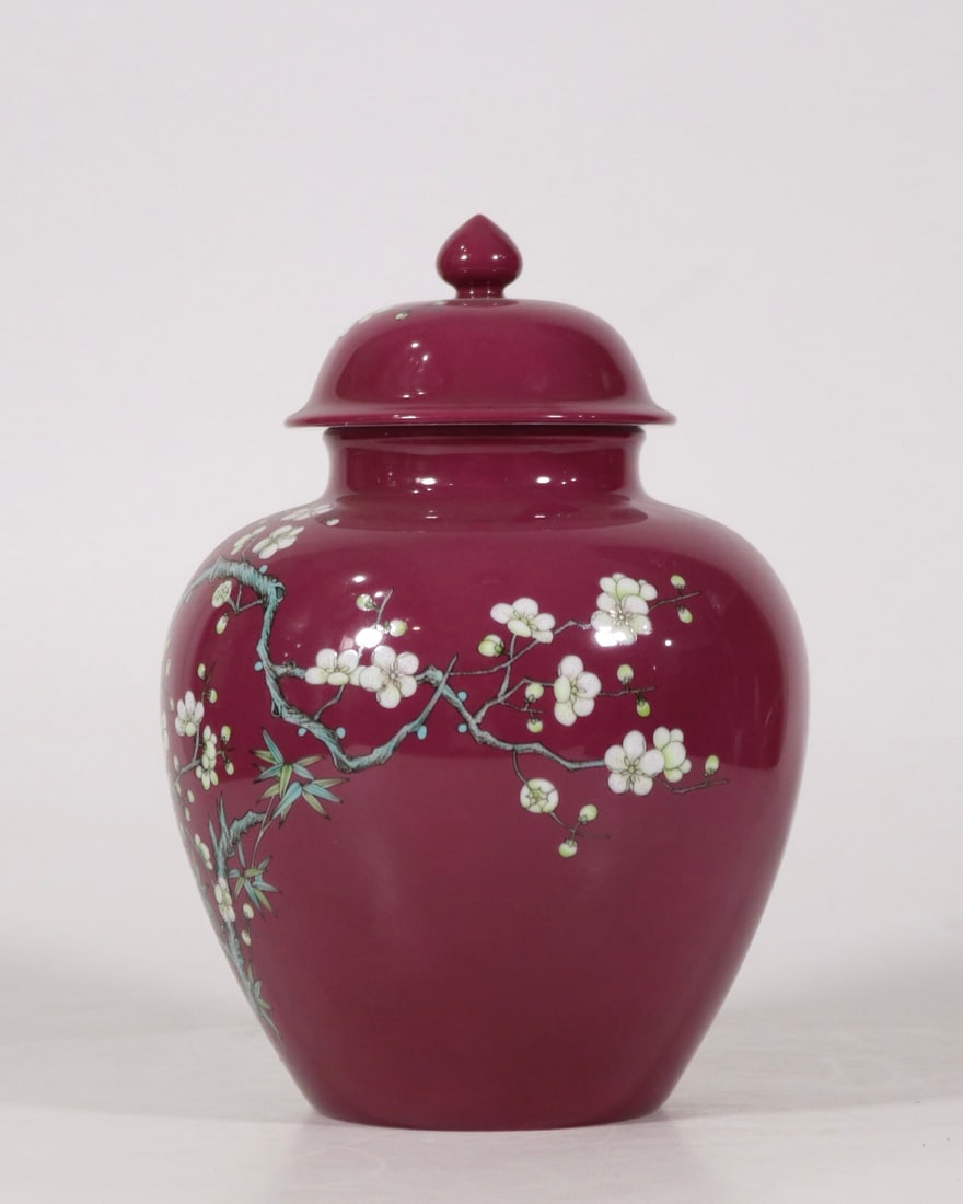 An Exquisite Ruby Red-Glazed Flower Pattern Jar - 2