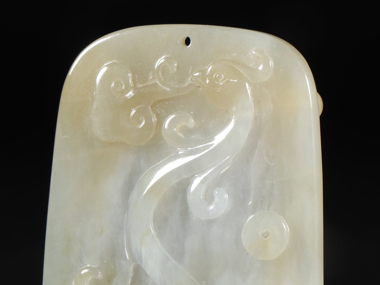An Exquisite Jadeite Bats Pattern Pendant - 7