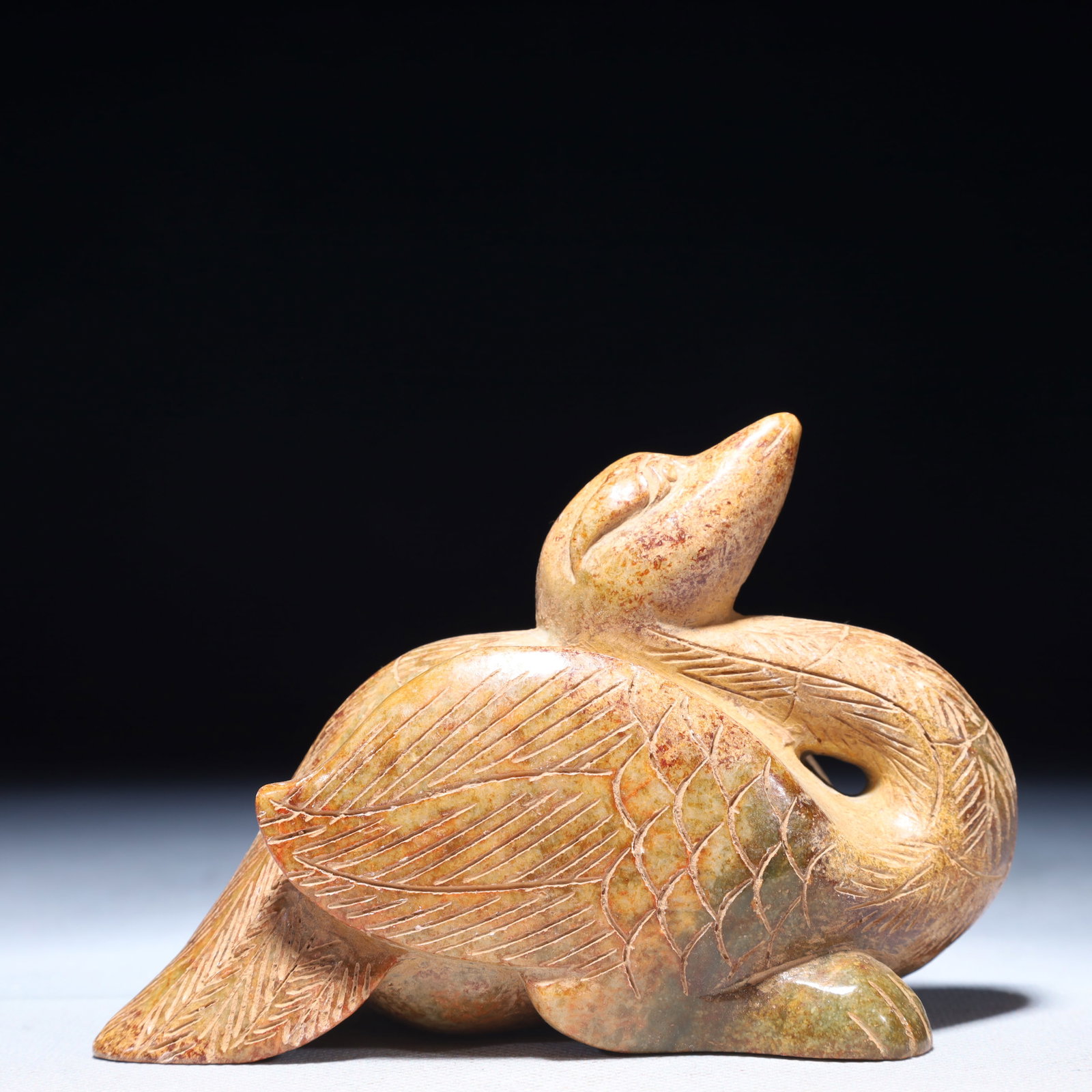 An Archaic Archaic Jade Phoenix Ornament: An Archaic Archaic Jade Phoenix Ornament,Ancient Time,China,Size:5.1inx2.4inx3.5in,Weight:850g 高古玉凤摆件,中国远古时期