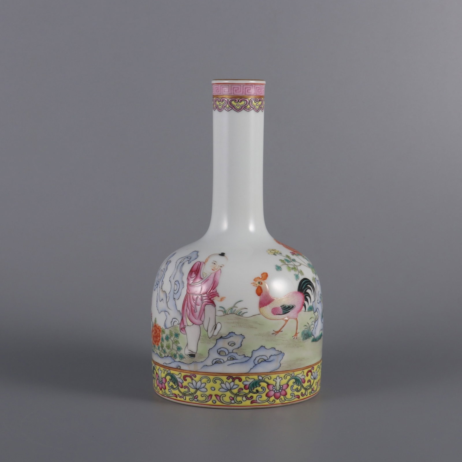 An Exquisite Famille-Rose Character and Story Pattern Vase,with poem: An Exquisite Famille-Rose Character and Story Pattern Vase,with poem,Qing Dynasty,China,Qianlong Six-character Mark,Size:7.5inx4.1in
