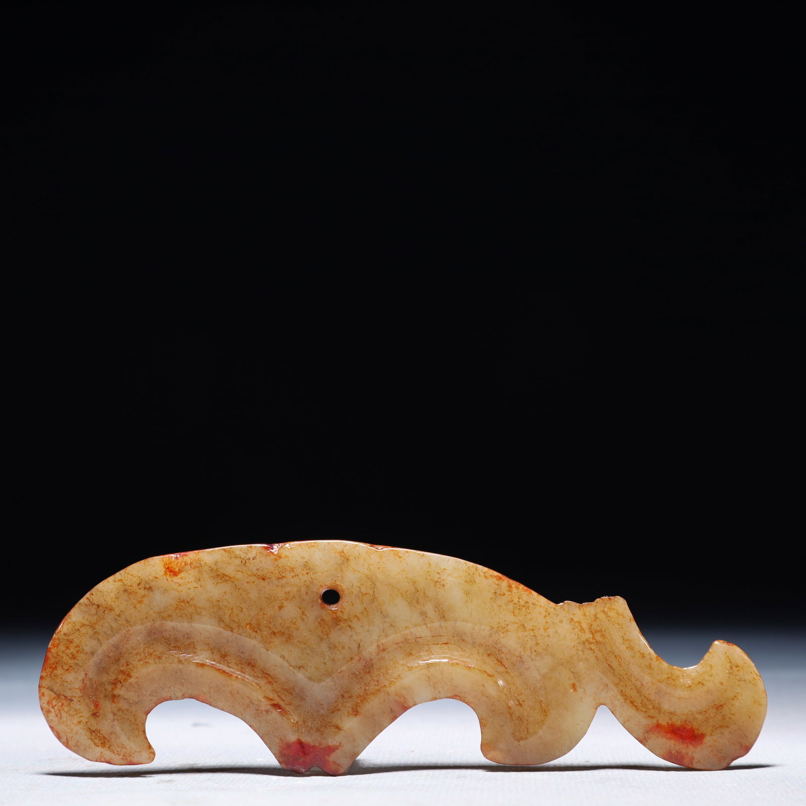 An Archaic Hongshan Culture White Jade Pendant: An Archaic Hongshan Culture White Jade Pendant,Ancient Time,China,Size:5inx1.6in,Weight:33.3g