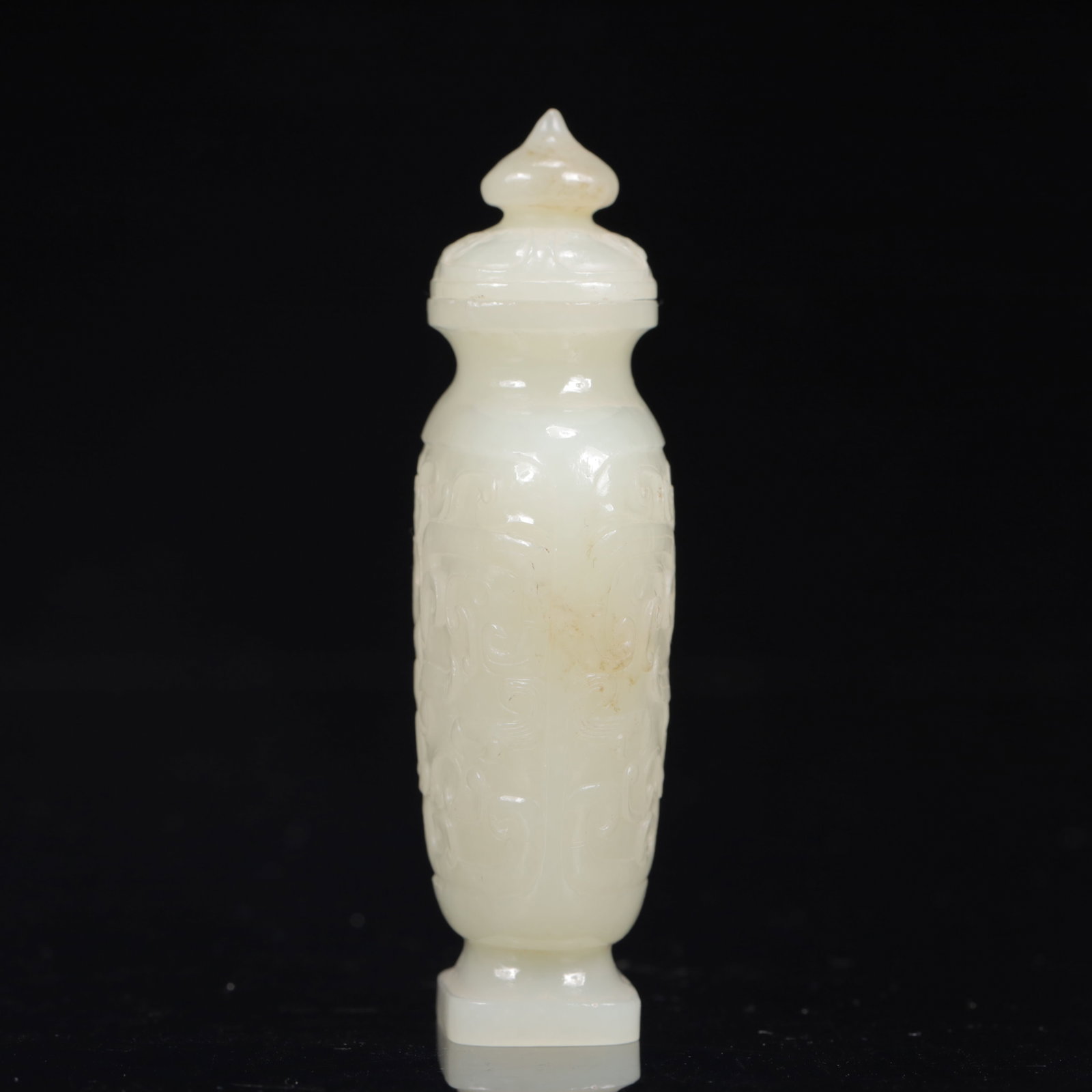 An Exquisite White Jade Lotus Pattern Vase - 3