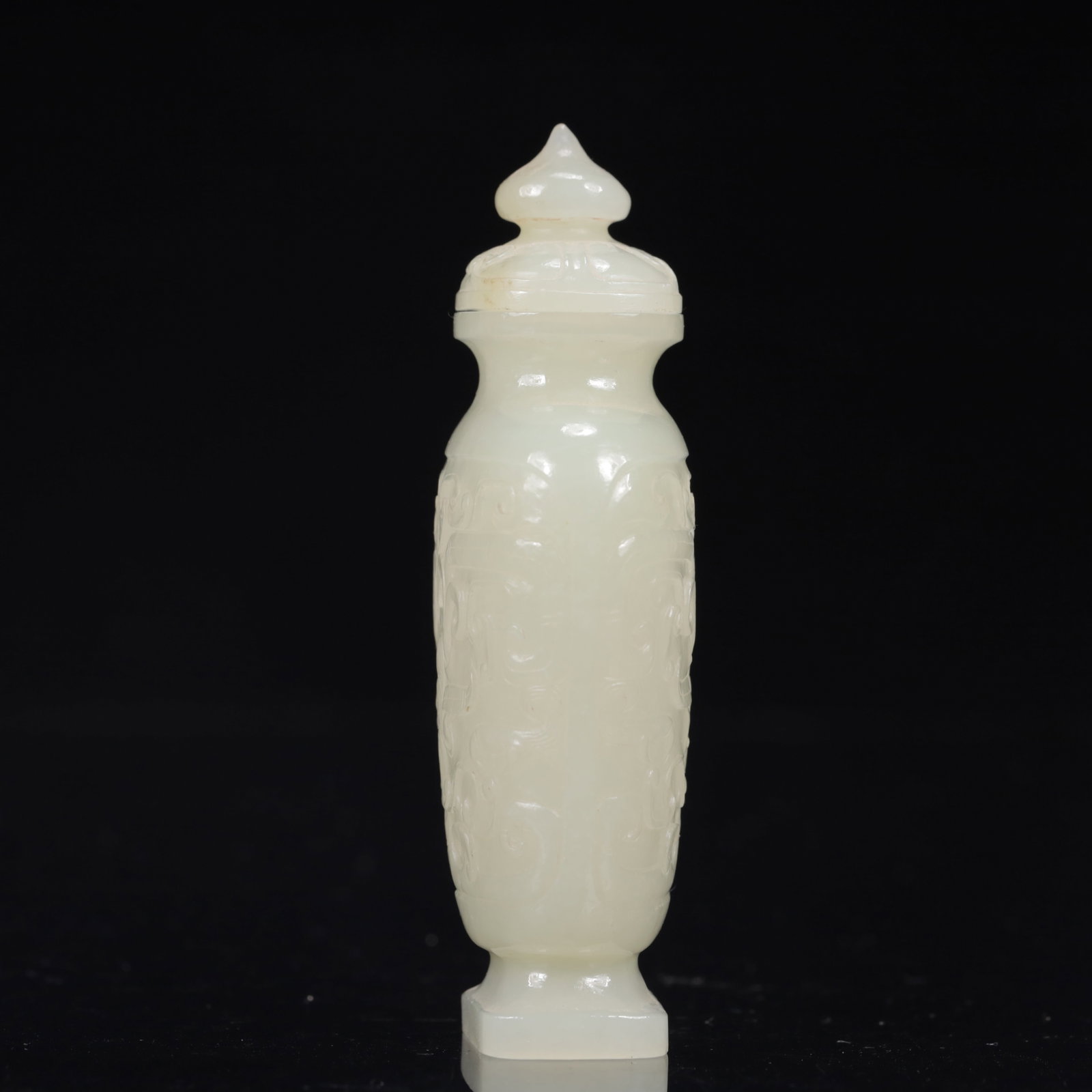 An Exquisite White Jade Lotus Pattern Vase - 7
