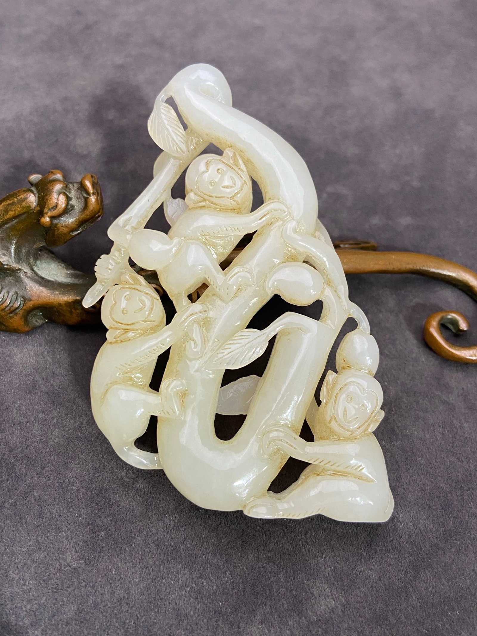 An Exquisite White Jade Monkey Ornament (1 of 7)
