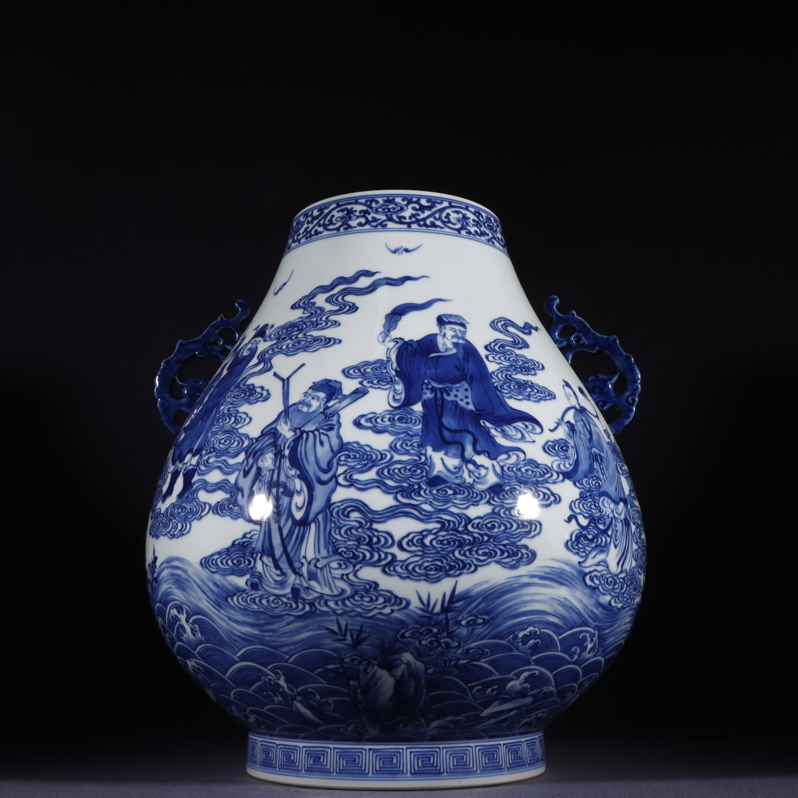 A Rare Blue and White Figure Pattern Double-Ears Vase (1 of 11)
