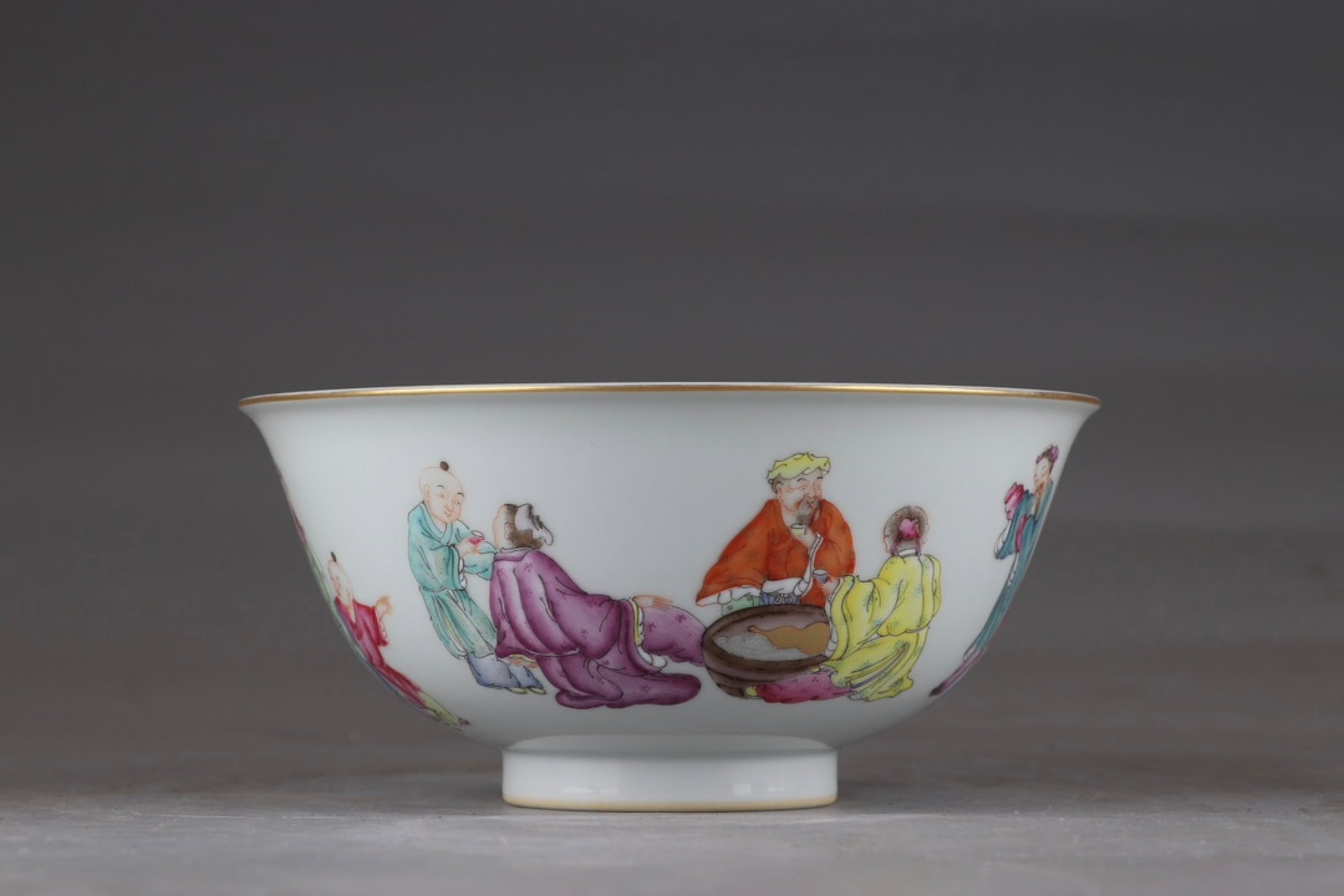 An Exquisite Enamel Character and Story Pattern Bowl,with poem: An Exquisite Enamel Character and Story Pattern Bowl,with poem,Qing Dynasty,China,Qianlong Four-character Mark,Size:2.8inx6in