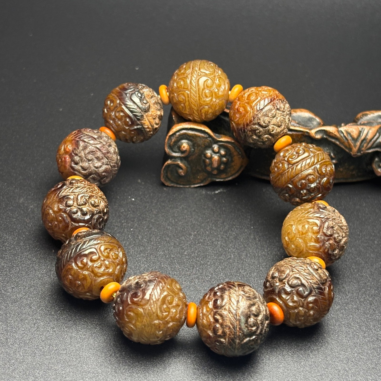 An Exquisite Archaic Jade Auspicious Cloud Pattern Bracelet - 6