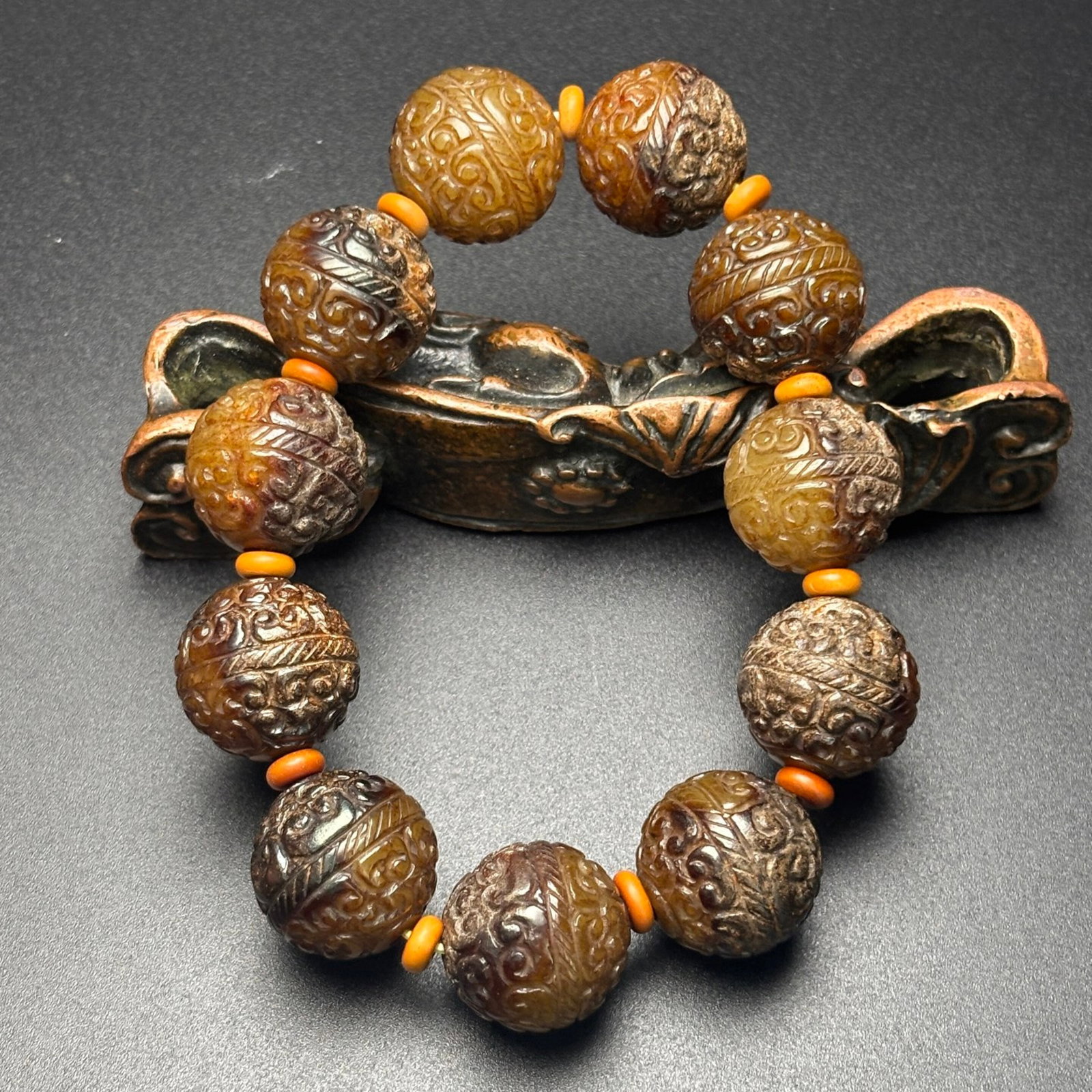 An Exquisite Archaic Jade Auspicious Cloud Pattern Bracelet - 7