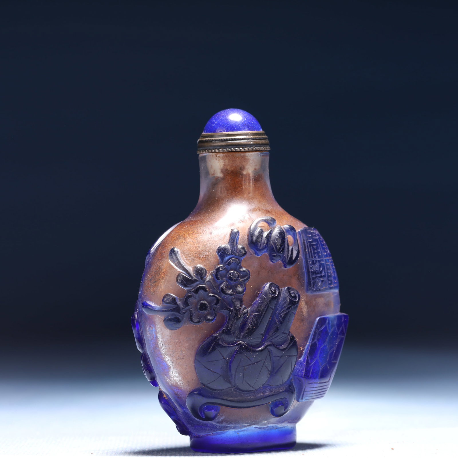 An Exquisite Glass Flower Pattern Snuff Bottle - 3