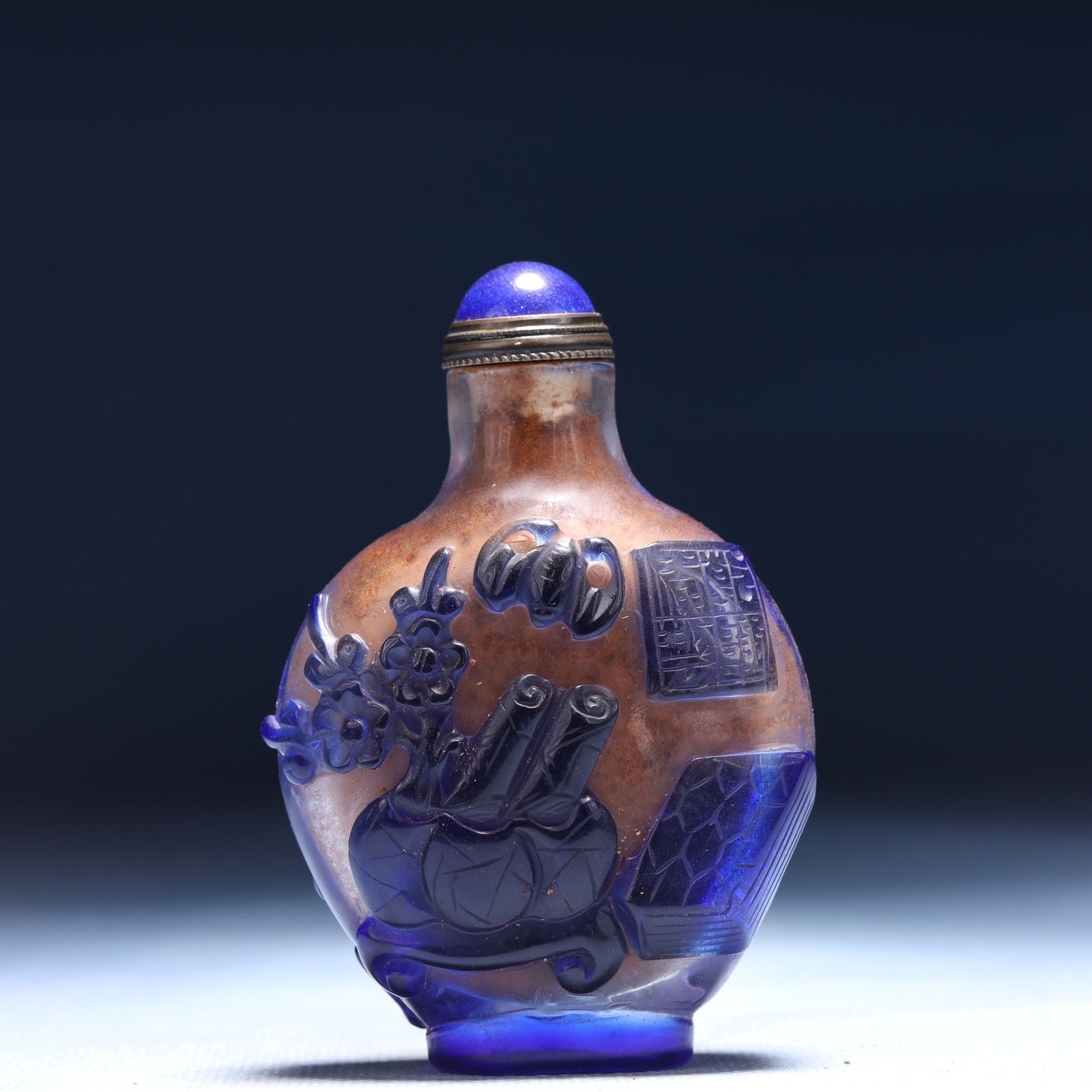 An Exquisite Glass Flower Pattern Snuff Bottle - 4