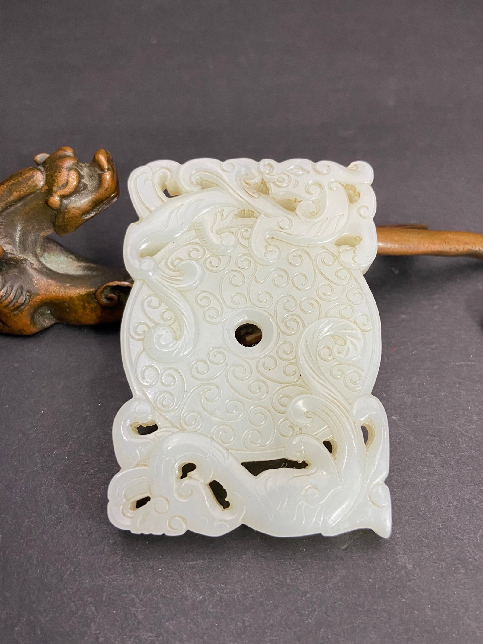 An Exquisite White Jade Dragon and Phoenix Pattern Pendant (1 of 7)