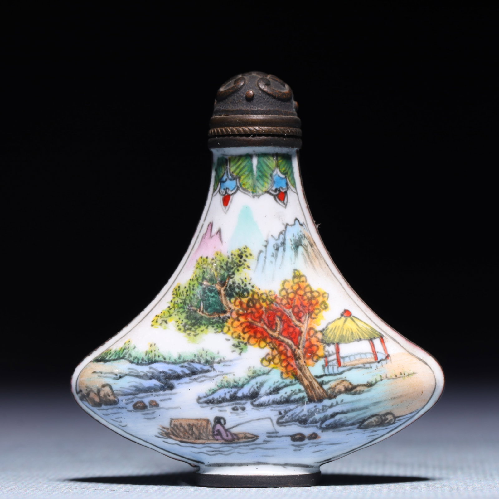 An Exquisite Painted Enamel Landscape and Figure Pattern Snuff Bottle (1 of 8)