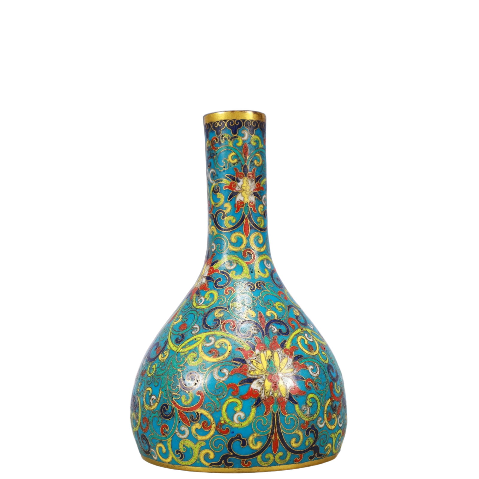 An Exquisite Cloisonne Lotus Pattern Vase: An Exquisite Cloisonne Lotus Pattern Vase,Qing Dynasty, China,Qianlong Four-character Mark,Size:3.7inx6.3in,Weight:500g