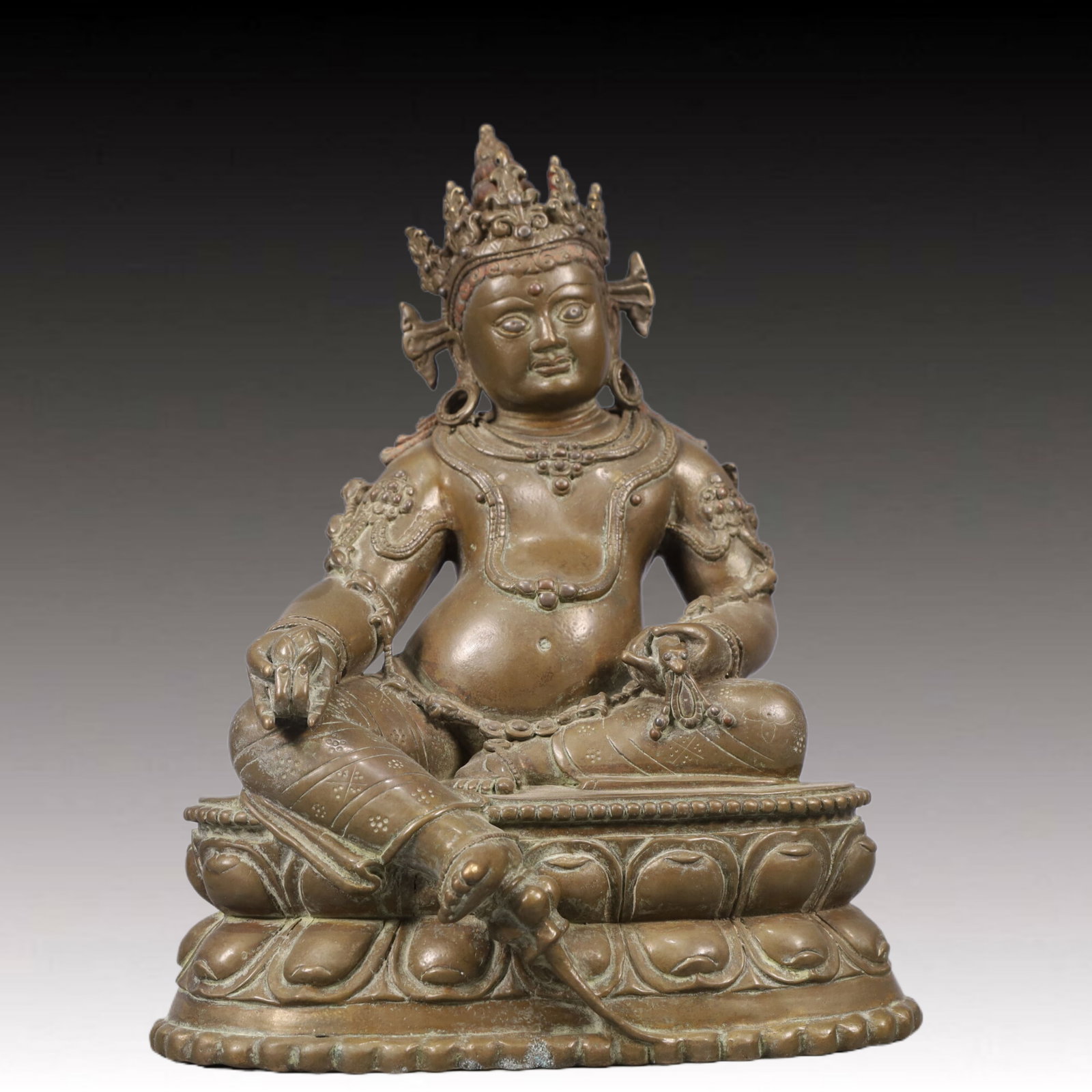 A Solemn Bronze Statue of Mammon, With Inscription: A Solemn Bronze Statue of Mammon, With Inscription, Qing Dynasty, China, Size:7.9inx5.1inx10.2in, Weight:2700g