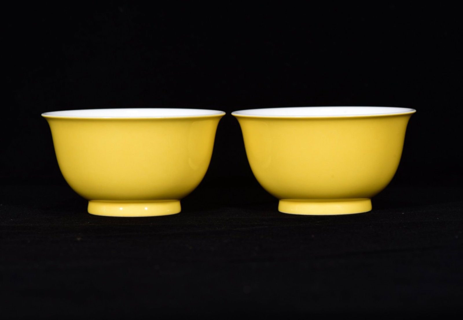 A Pair of Exquisite Yellow Glazed Famille-Rose Flower and Fruit Pattern Cups: A Pair of Exquisite Yellow Glazed Famille-Rose Flower and Fruit Pattern Cup,Qing Dynasty,China,Yongzheng Four-character Mark,Size:1.8inx3.3ins 一对黄釉粉彩花&