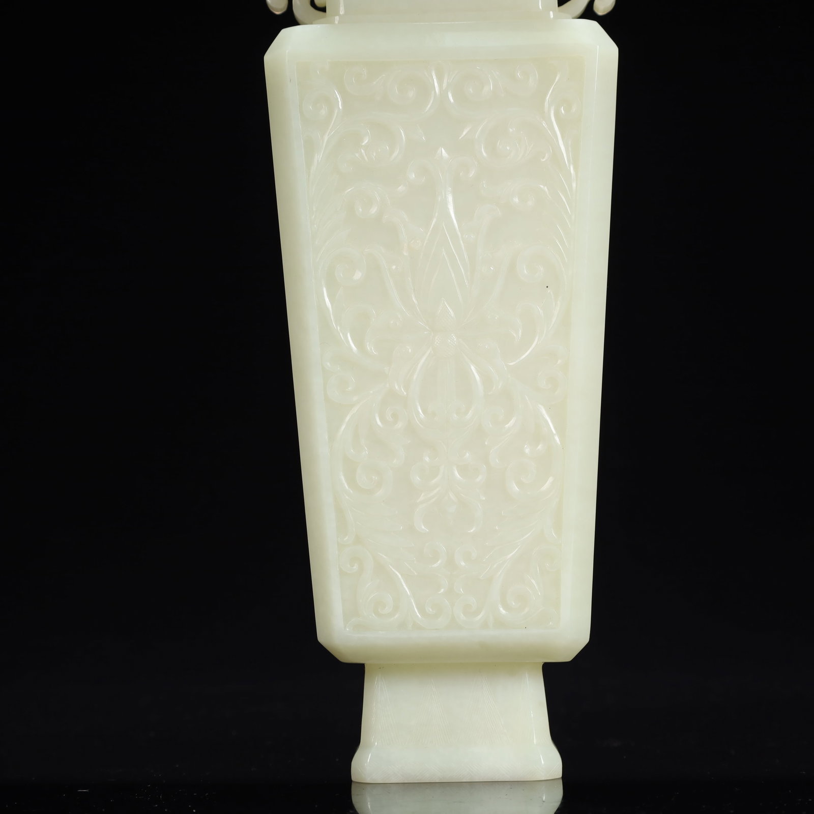 An Exquisite White Jade Flower Pattern Double-Ears Bottle - 3