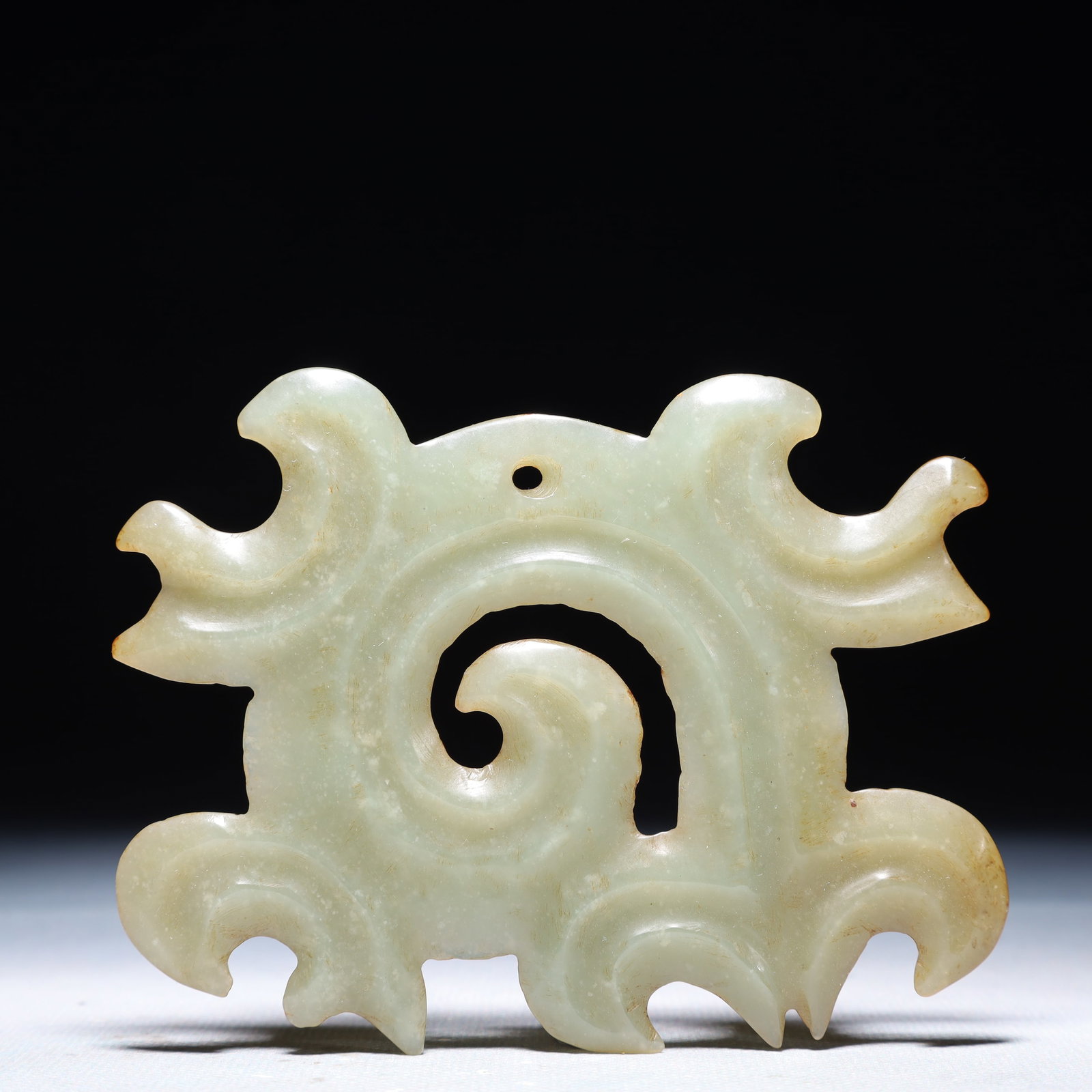 An Archaic Hongshan Culture White Jade Pendant: An Archaic Hongshan Culture White Jade Pendant,Ancient Time,China,Size:3.9inx3.1in,Weight:65.7g 红山文化白玉挂件,中国新石器