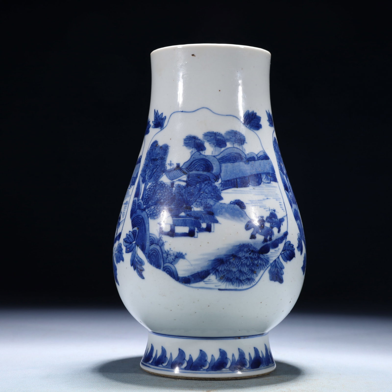 An Exquisite Blue and White Landscape and Figure Pattern Vase (1 of 8)