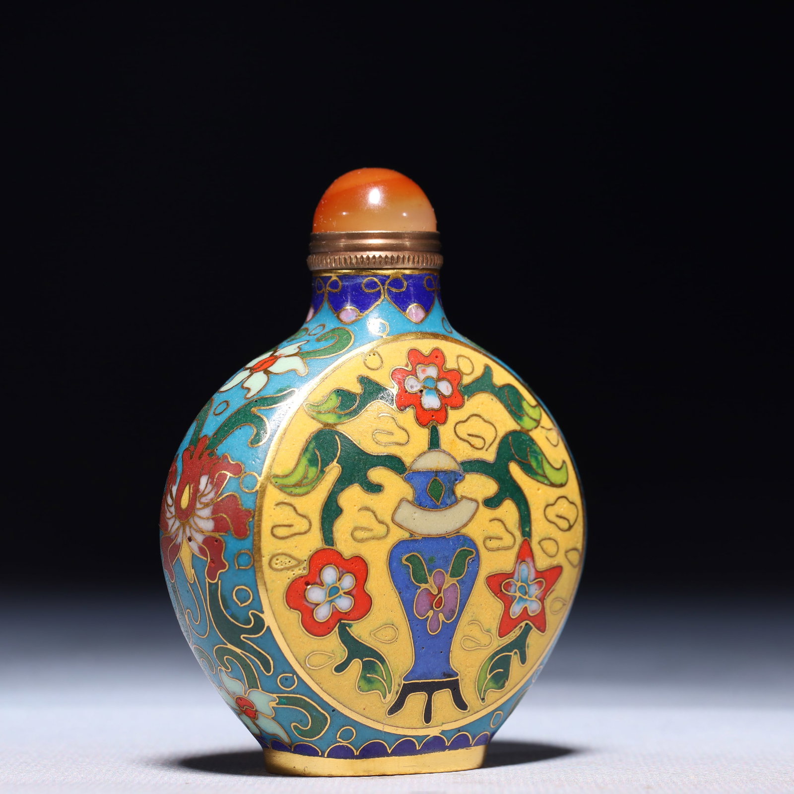 An Exquisite Cloisonne Flower Pattern Snuff Bottle - 4