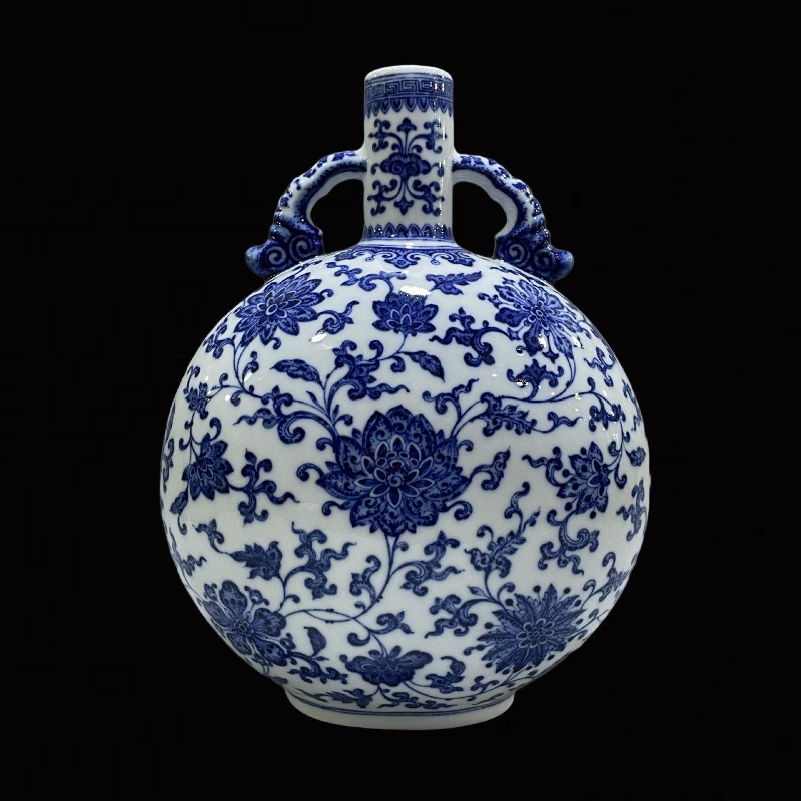 A Rare Blue and White Lotus Pattern Double-Ears Vase (1 of 9)
