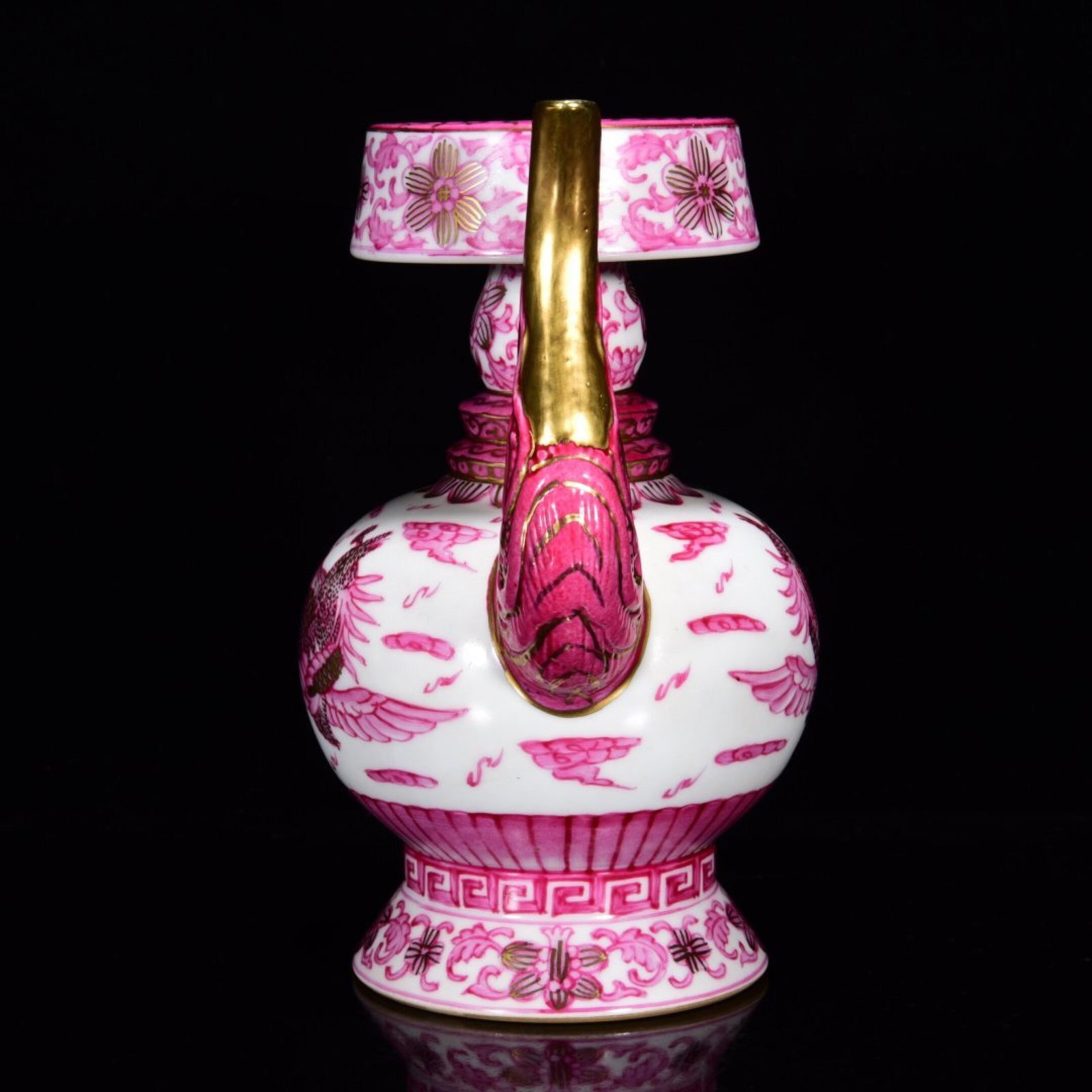 An Exquisite Ruby Red-Glazed Painted Gold Flower and Phoenix Pattern Pot - 2