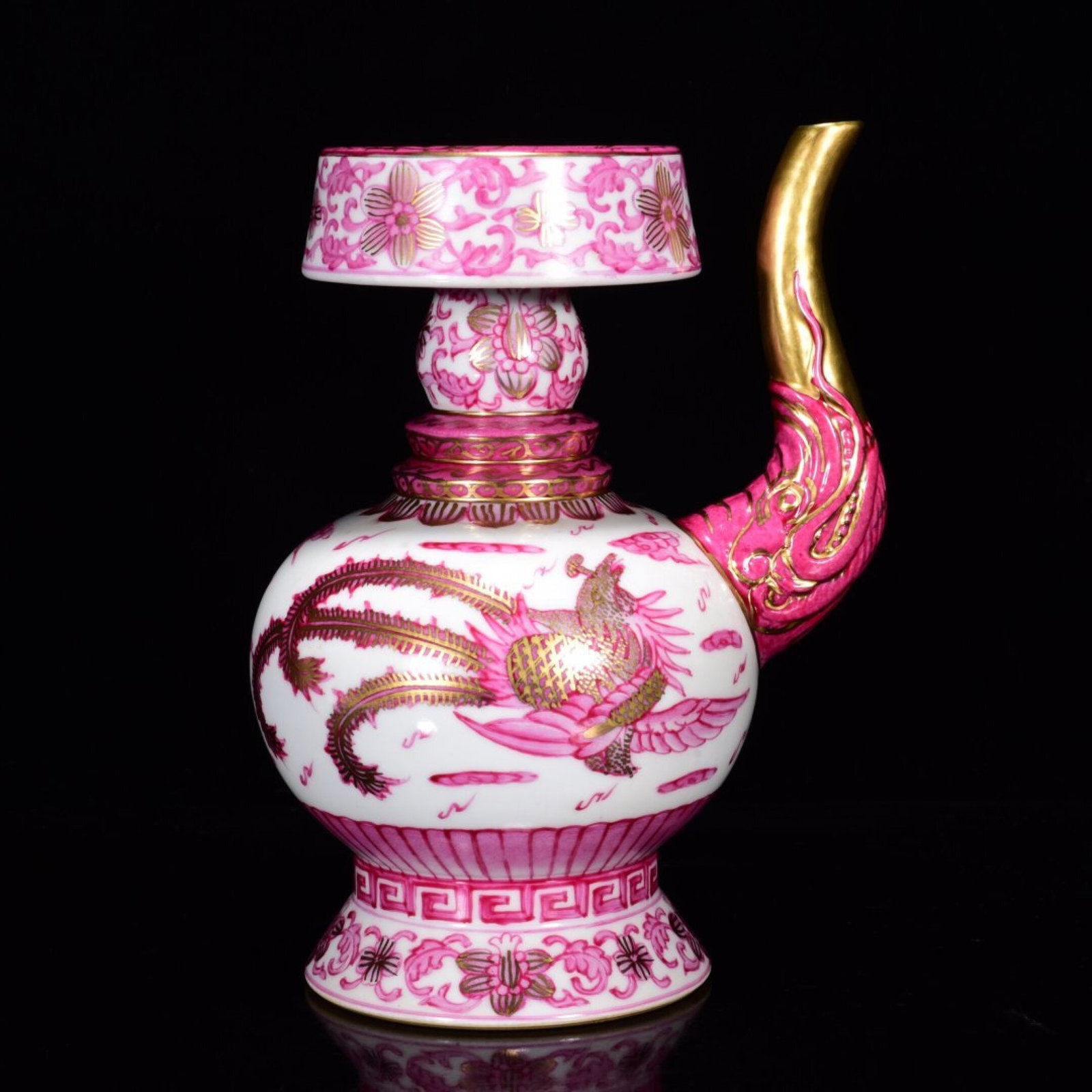 An Exquisite Ruby Red-Glazed Painted Gold Flower and Phoenix Pattern Pot - 3