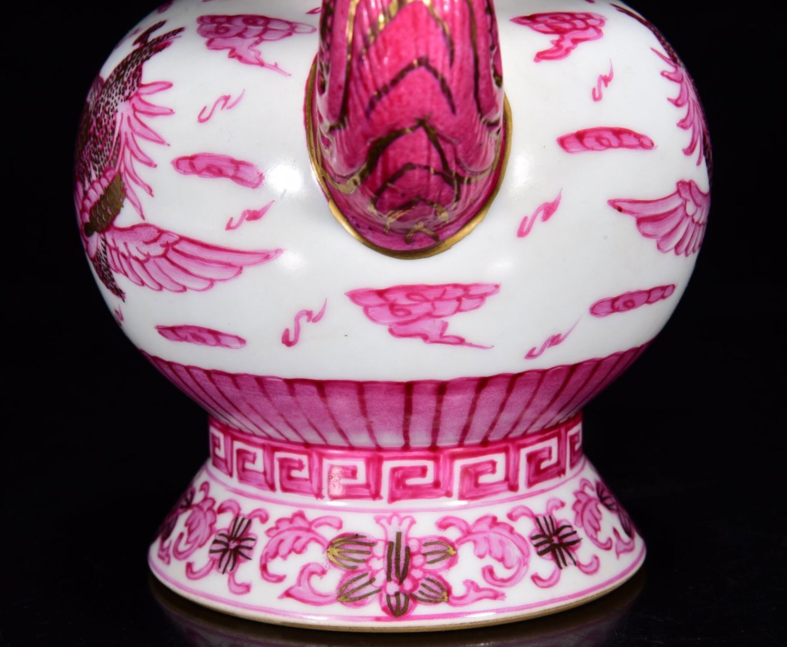 An Exquisite Ruby Red-Glazed Painted Gold Flower and Phoenix Pattern Pot - 6