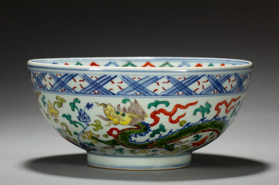 An Exquisite Doucai Lotus and Dragon Pattern Bowl (1 of 9)