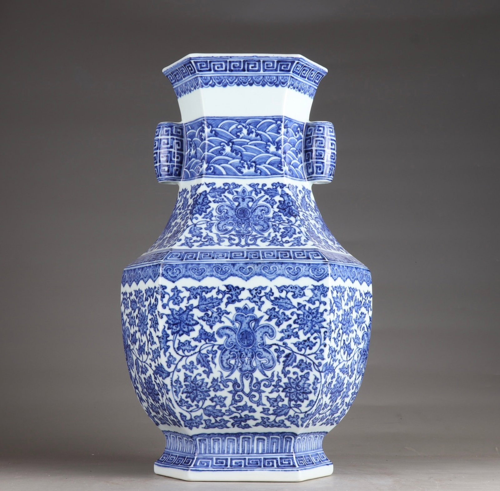A Huge Blue and White Lotus Pattern Double-Ears Vase (1 of 9)