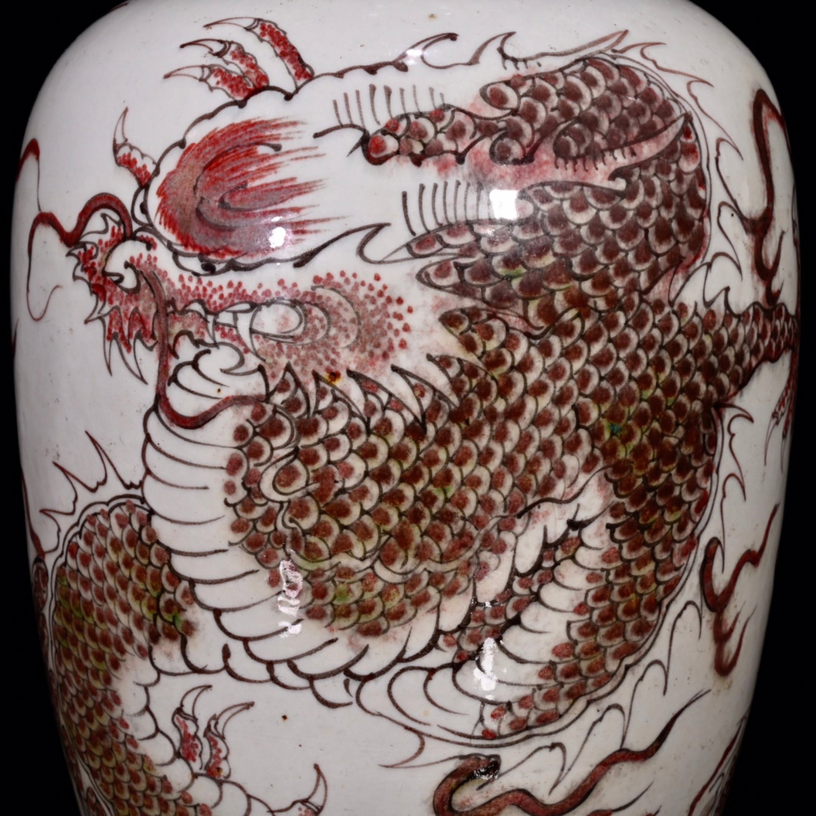 A Huge Underglaze-Red Auspicious Cloud and Dragon Pattern Vase - 6