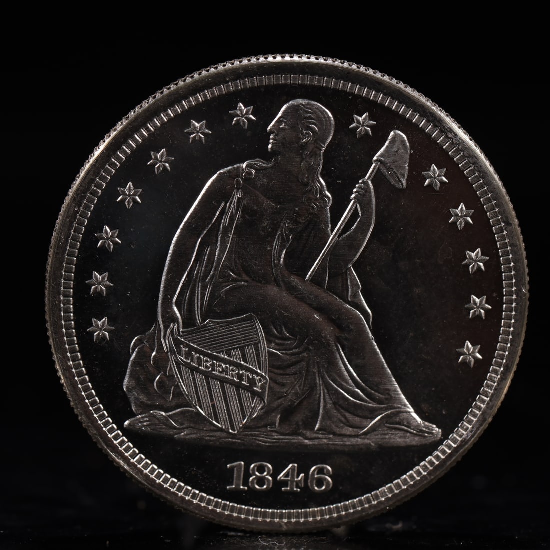 USA One Dollar 1846 Coin: American coin. IN GOD WE TRUST / LIBERTY / 1846 / UNITED STATES OF AMERICA / ONE DOL. Weight:26.9g.