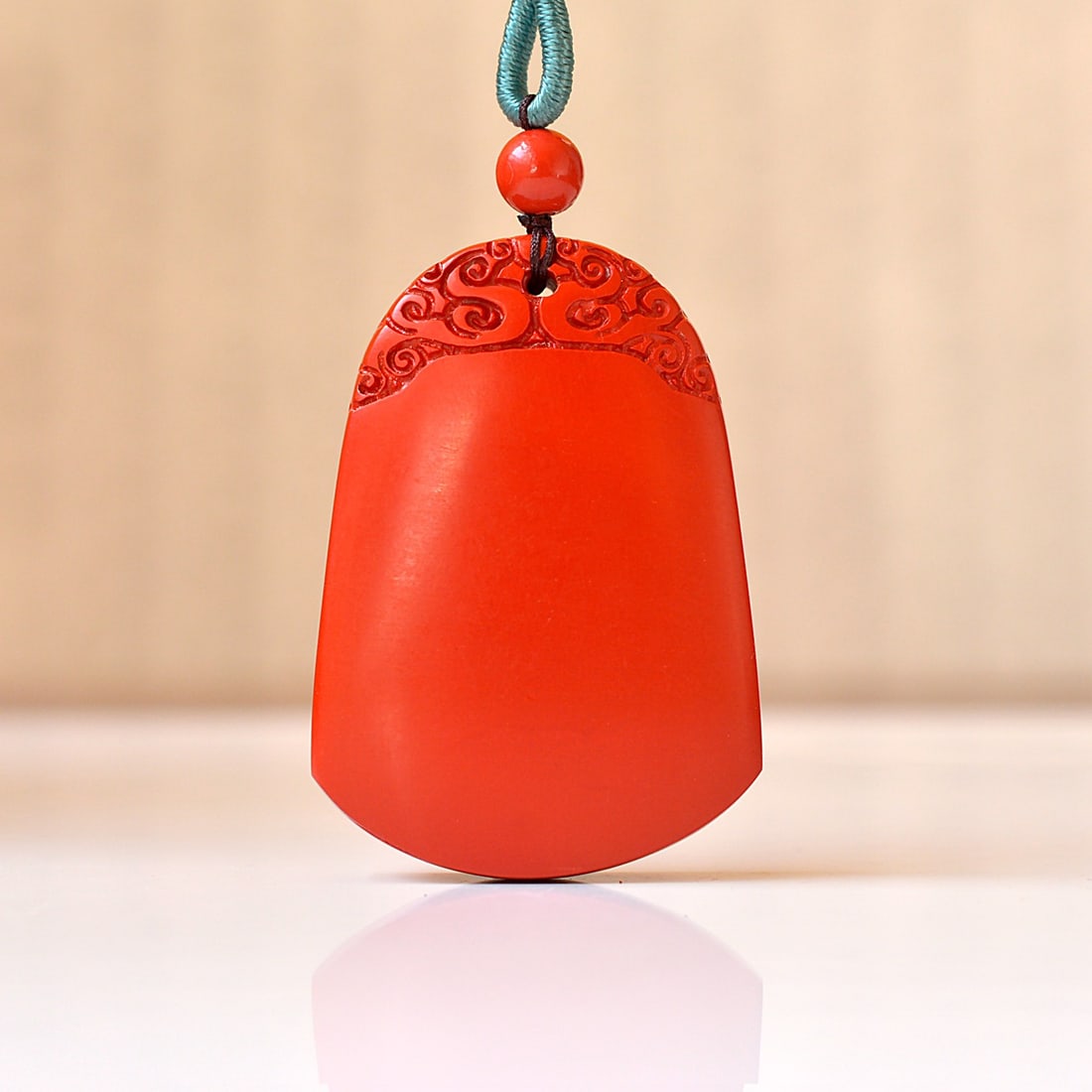 An Exquisite Cinnabar Pendant: An Exquisite Cinnabar Pendant,Size:1.2inx1.7in,Weight:30.2g 朱砂挂件