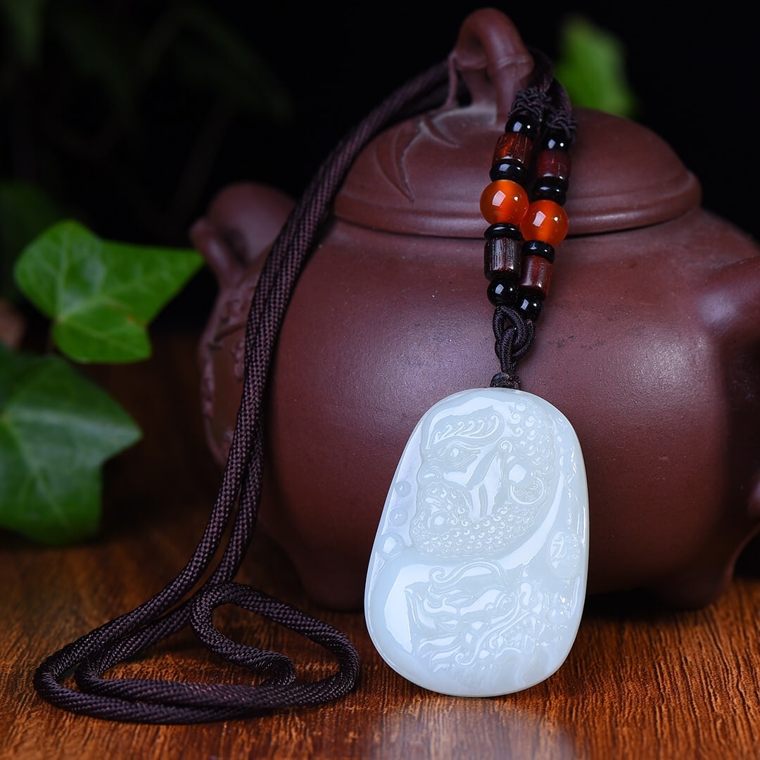 An Exquisite White Jade Arhat Pattern Pendant - 4