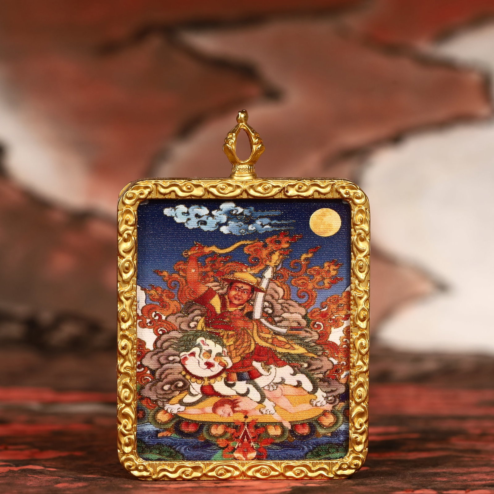 An Exquisite Painted Color Statue of Manjusri Tangka: An Exquisite Painted Color Statue of Manjusri Tangka,Size:2inx2.8in 彩绘文殊菩萨像唐卡