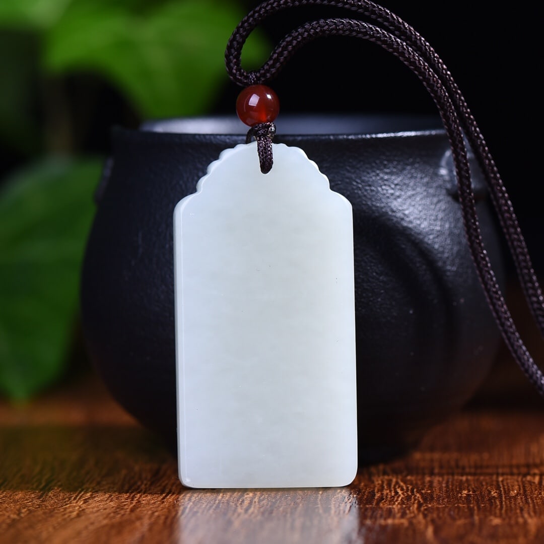 An Exquisite White Jade Buddha Pattern Pendant - 5