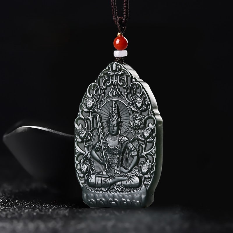 An Exquisite Cyan jade Statue of Bodhisattva Pendant: An Exquisite Cyan jade Statue of Bodhisattva Pendant,Size:1.7inx2.5inx0.3in 青玉菩萨像挂件