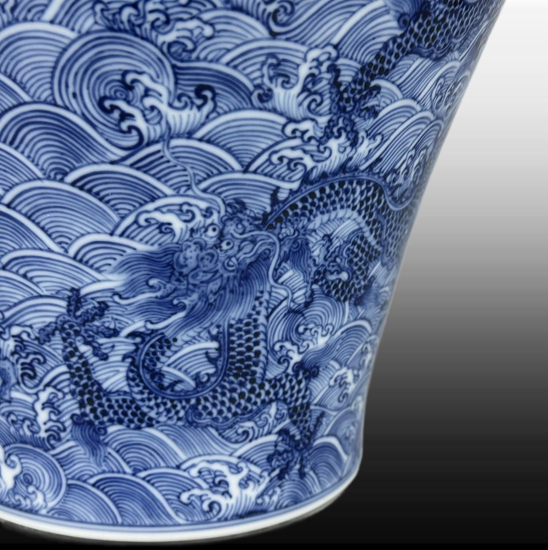 Blue and White Dragon Pattern Vase - 4