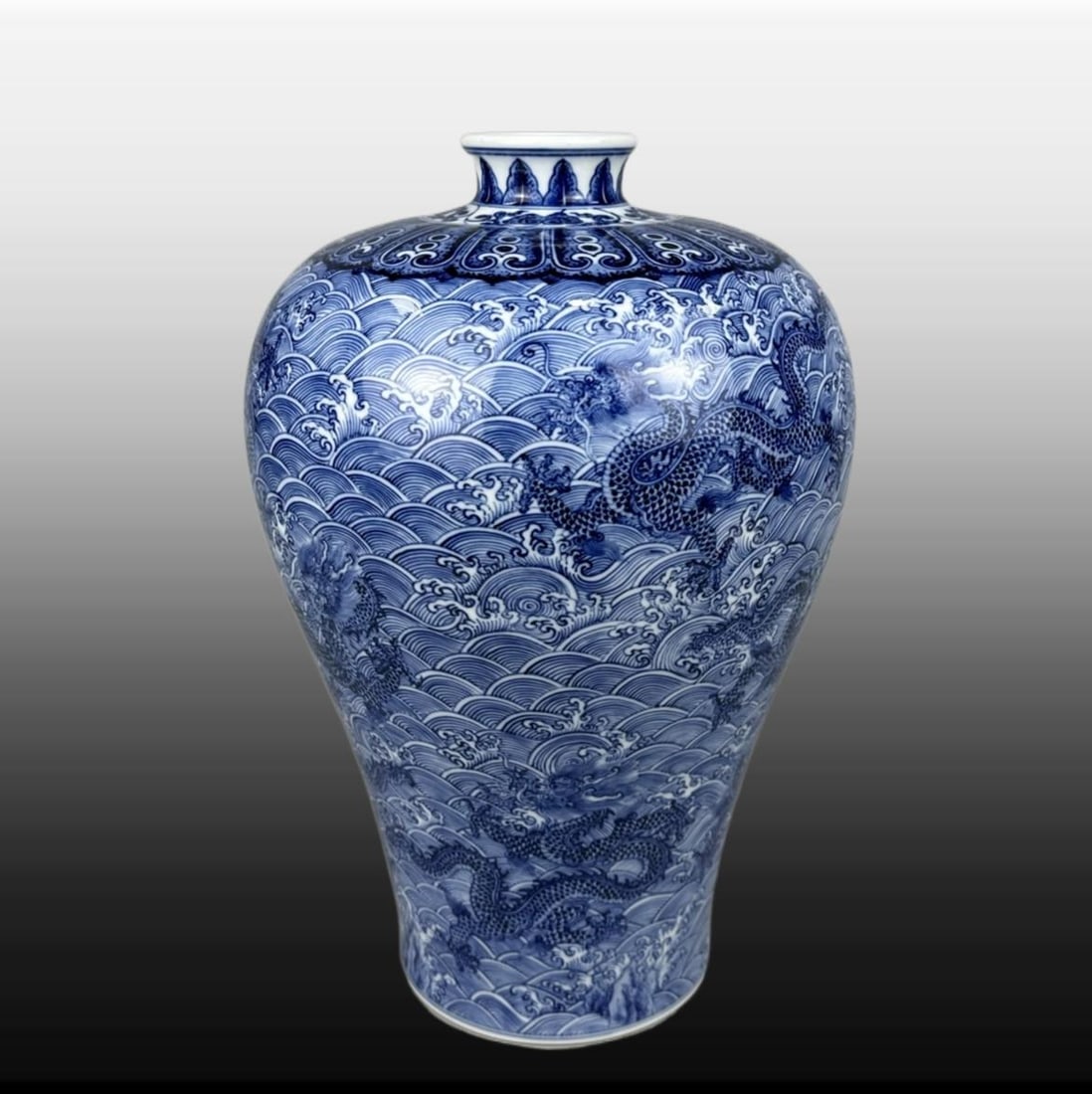 Blue and White Dragon Pattern Vase - 5