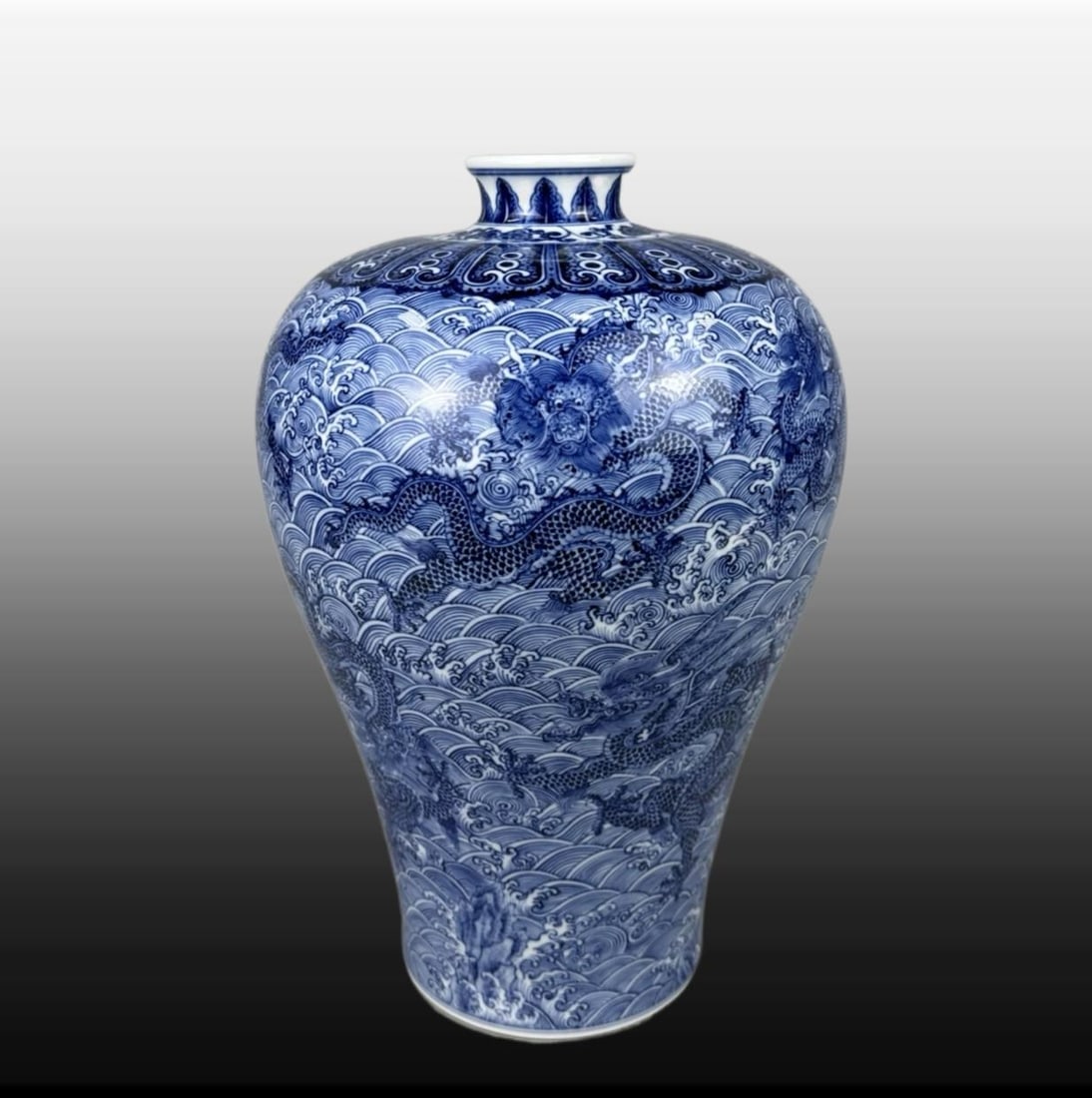 Blue and White Dragon Pattern Vase - 6
