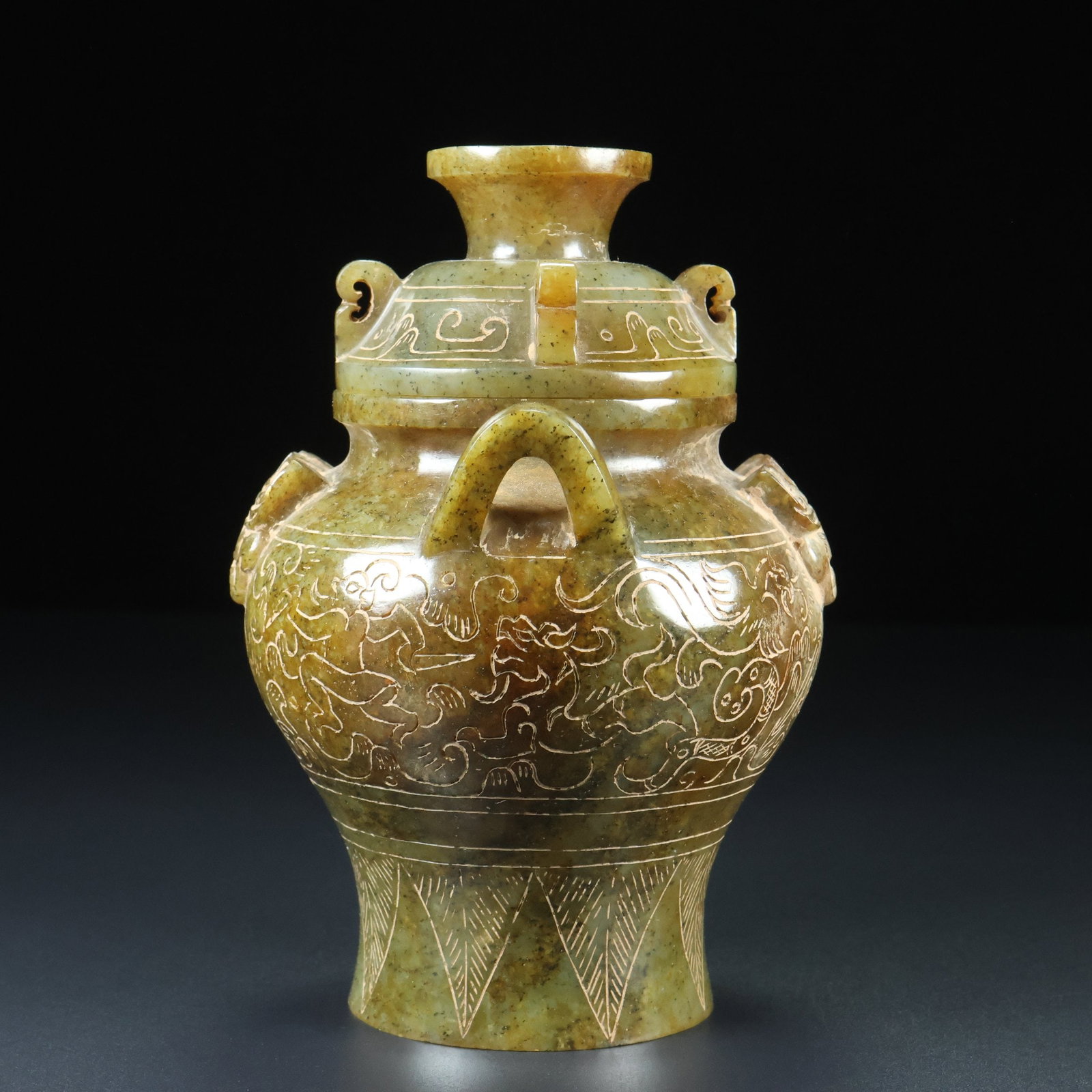 A Exquisite Hotan Jade Dragon Pattern Jar - 5