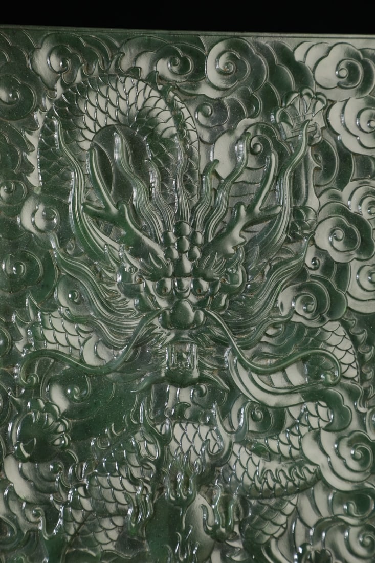 A Exquisite Hotan Jasper Dragon Pattern Screen - 4